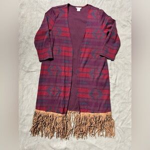 Ariat Cardigan with Fringe and Southwestern Print- size small